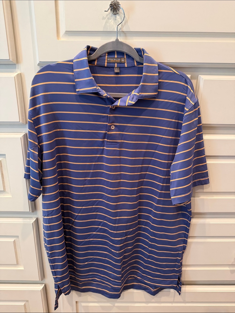 Peter Millar Royal Blue & Orange Striped Polo